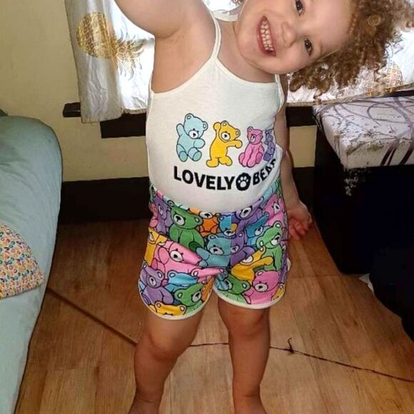 Girl's cute graphic cartoon bear romper sz 3-4Y - Picture 7 of 9